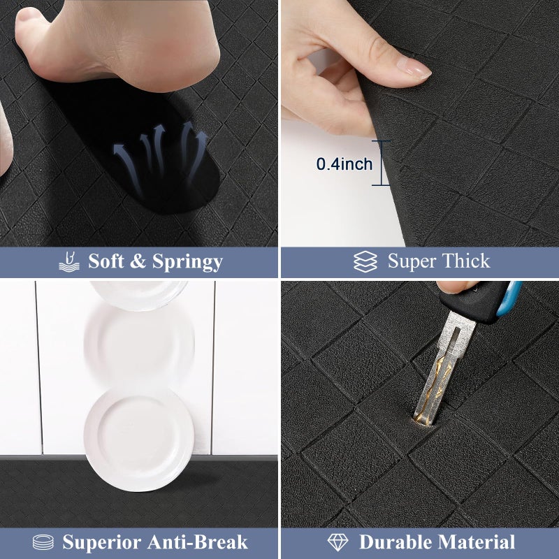 HEBE Anti Fatigue Kitchen Mats for Floor Set of 3 Cushioned Kitchen Rug Sets 3 Piece Non Slip Kitchen Rugs and Mats Waterproof Comfort Standing Mat Runner for Home Office,Sink,Laundry - Image 3