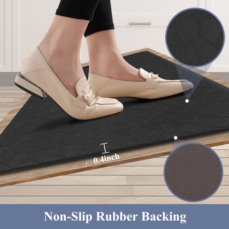 HEBE Anti Fatigue Kitchen Mats for Floor Set of 3 Cushioned Kitchen Rug Sets 3 Piece Non Slip Kitchen Rugs and Mats Waterproof Comfort Standing Mat Runner for Home Office,Sink,Laundry - Image 4