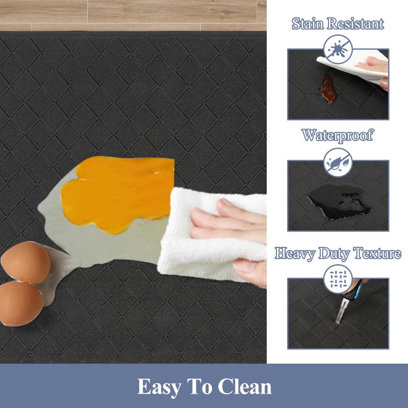 HEBE Anti Fatigue Kitchen Mats for Floor Set of 3 Cushioned Kitchen Rug Sets 3 Piece Non Slip Kitchen Rugs and Mats Waterproof Comfort Standing Mat Runner for Home Office,Sink,Laundry - Image 5