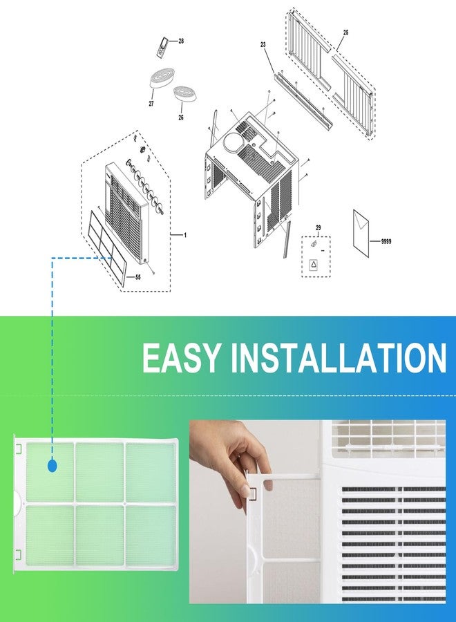 Giokyi WJ85X21746 GE Air Conditioner AC Air Filter Replacement Replaces AP6280063, 4588851, A0010209471, PS12171954 for GE AHQ06LYQ1, AHQ06LYW1, AHR05LWQ1, AHR05LWQ2 - Image 4