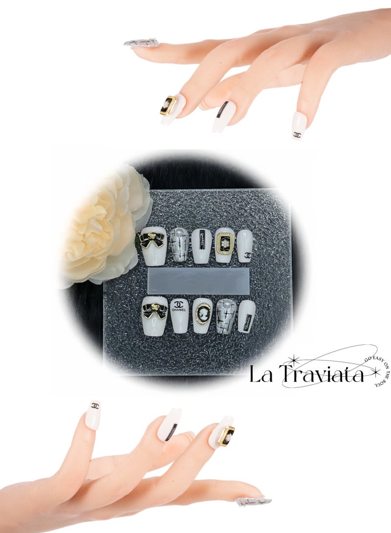 Nails Cosmetic Bag,Nail Kit Gift Set for Women,Nail Lamp,USB UV Light Flash Cure Nails for Women(Black and White) - Image 5