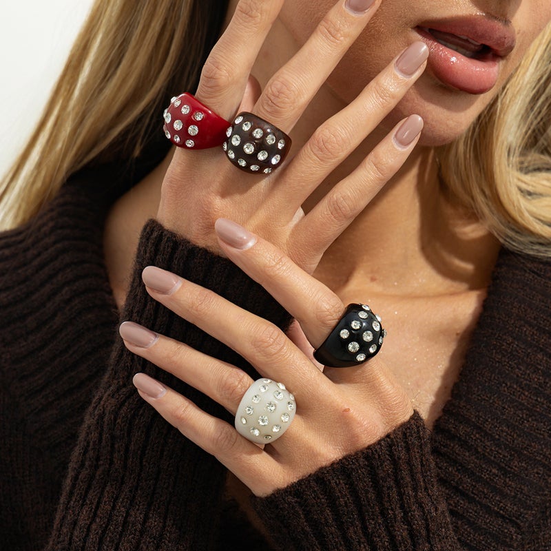 SHIXIN European and American Cross-Border Accessories: Retro Gradient Rivet Open Resin Bracelet, Fashionable Instagram-Style Diamond-Inlaid Wristband Set - Image 3
