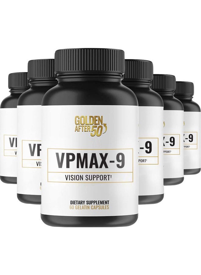 Golden After 50 VpMax-9 - Sight Care and Antioxidant Supplement with Eye Vitamins, Lutein, Lycopene and Bilberry Extract - 6 Bottles  - Image 1