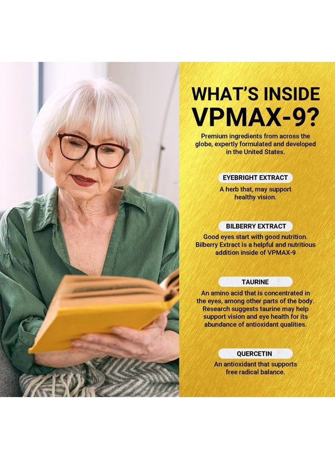 Golden After 50 VpMax-9 - Sight Care and Antioxidant Supplement with Eye Vitamins, Lutein, Lycopene and Bilberry Extract - 6 Bottles  - Image 4