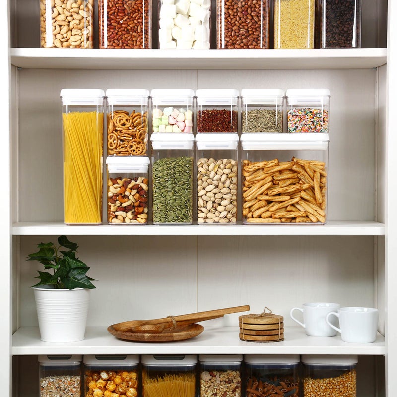 Felli Flip Tite Storage Container with Lid 4" Airtight Ring Seal Top, Stackable Acrylic Canister Jar Set for Kitchen Pantry Organizer, Food Spice Pasta Snack, Christmas Gifts for Her (5pk, Variety) - Image 2