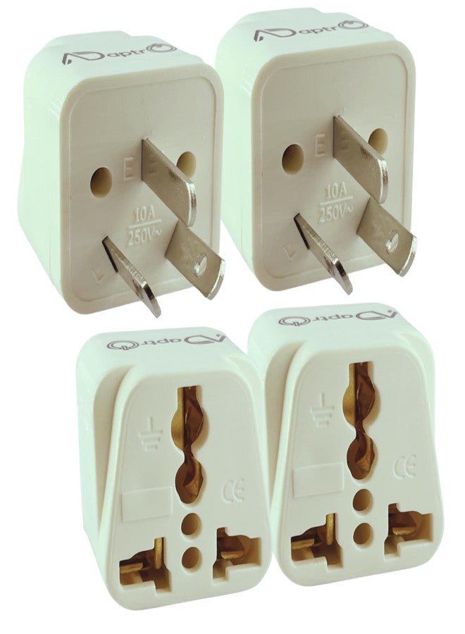 Adaptro India to Australia, New Zealand Travel Adapter for Argentina, Fiji and China & More Type I Universal Plug Convertor (Pack of 4) White - Image 1