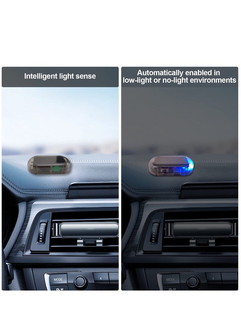 SYOSI 2 Pcs Car Solar Power Simulated Dummy Alarm， Anti-Theft LED Flashing Security Light Fake lamp， with USB Charger Port， car Security Accessories Universal for Most Cars(Blue) - Image 2