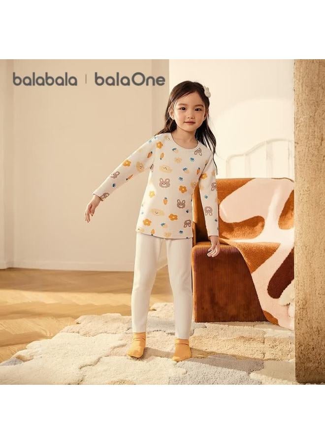 Balabala Girls' Underwear Set 2-piece Children's Autumn Winter Antibacterial Cotton Pajamas - Image 1