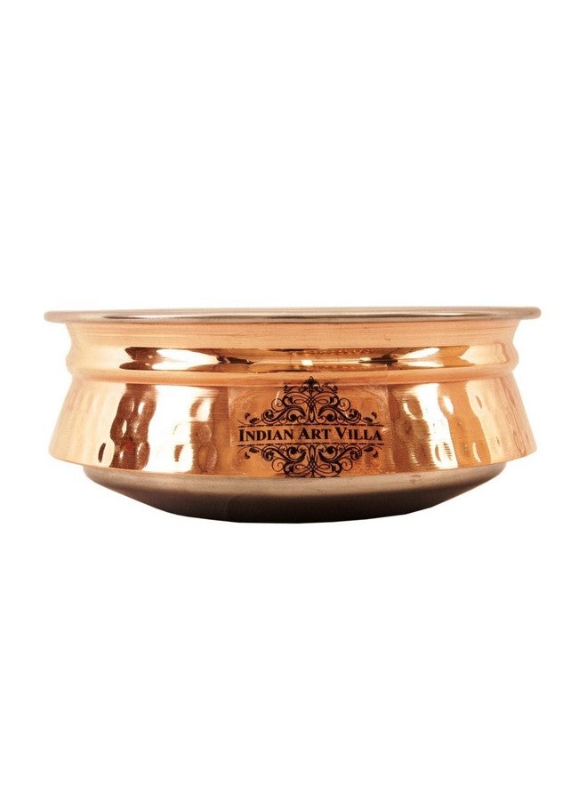 INDIAN ART VILLA Steel Copper Induction Handi Bowl with Lid, Serveware & Tableware, Home Restaurant, 2000 ML - Image 3