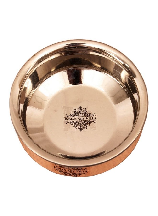 INDIAN ART VILLA Steel Copper Induction Handi Bowl with Lid, Serveware & Tableware, Home Restaurant, 2000 ML - Image 4