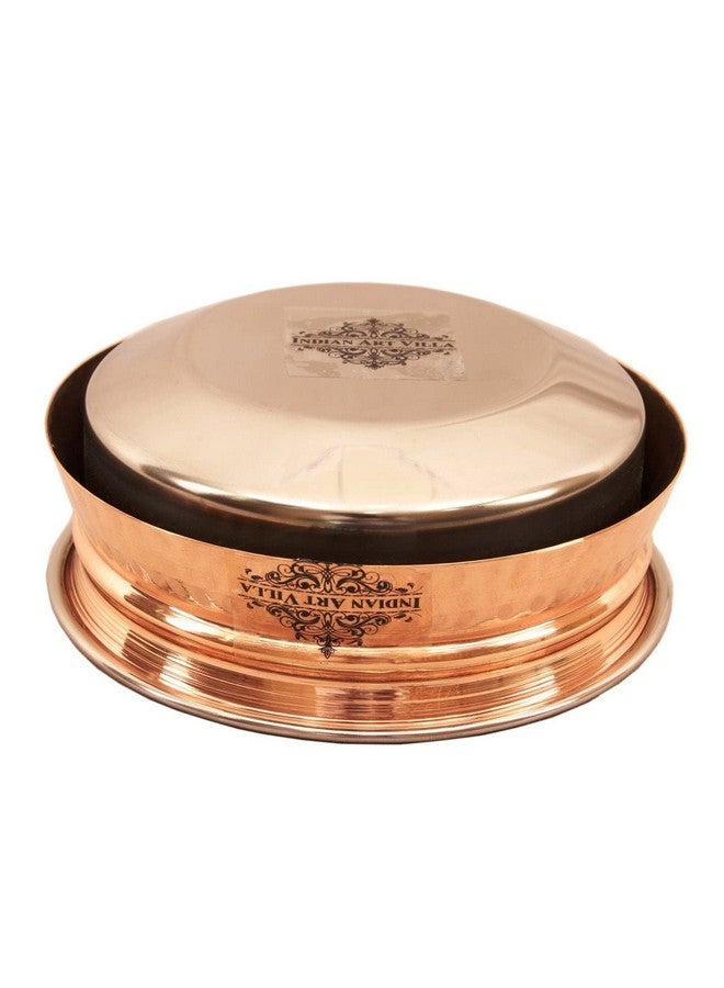 INDIAN ART VILLA Steel Copper Induction Handi Bowl with Lid, Serveware & Tableware, Home Restaurant, 2000 ML - Image 5