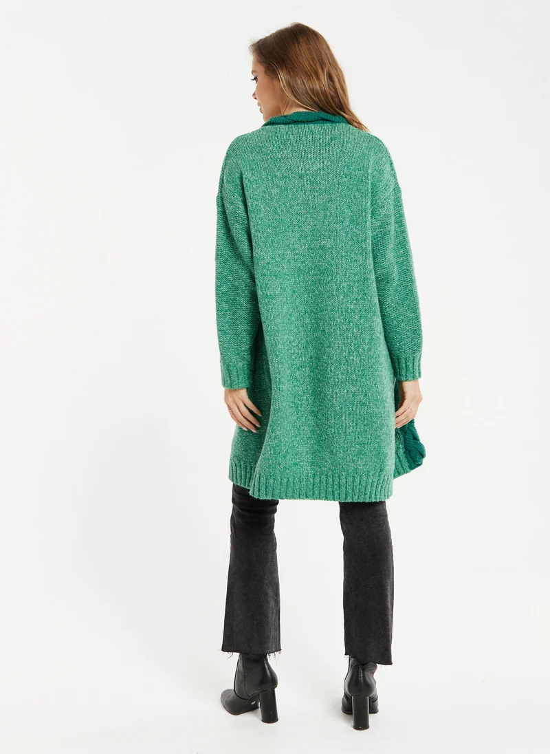 Liquorish  Open-Front Green Cardigan for Women | Best Price UAE