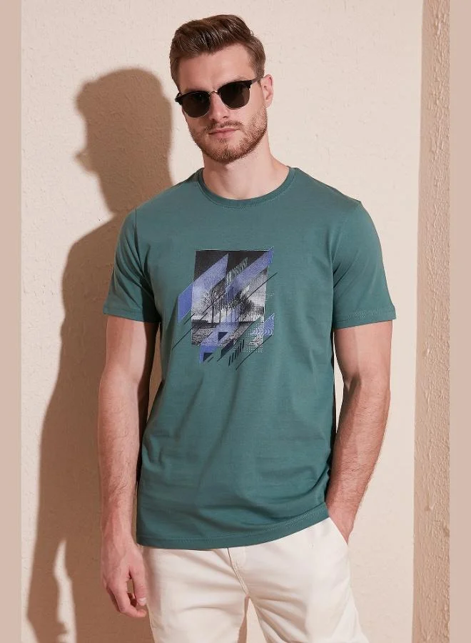 Buratti Buratti Printed 100% Cotton Crew Neck Slim Fit T Shirt Men's T SHIRT 646B3890