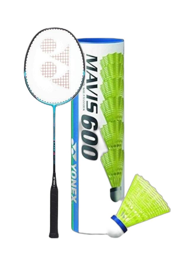 Yonex Isometric Lite 3 Yellow Strung Badminton Racquet + Mavis 600 Blue Cap Medium Badminton Shuttlecock 6 Pack, Yellow Pack - Image 1