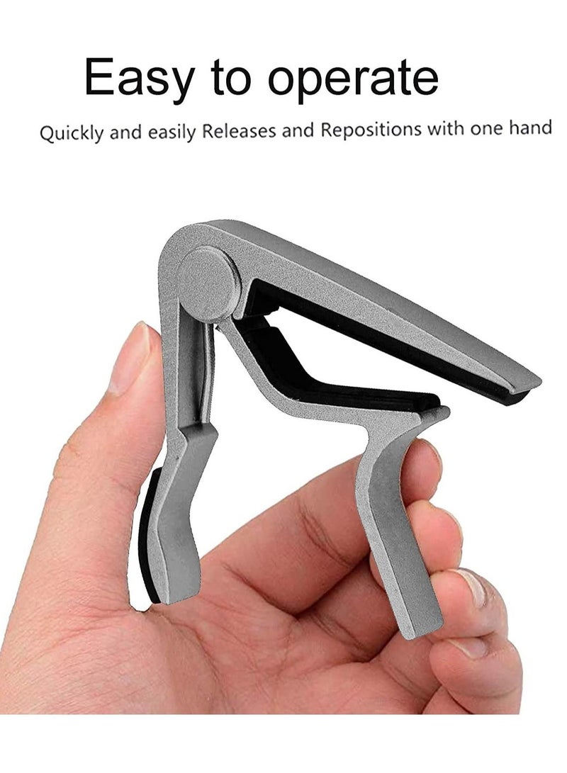 Rubik Guitar Capo Rubik Aluminum Alloy Guitar Capo Clamp for 6-String Acoustic Classic and Electric Guitar (Silver)  - Image 2
