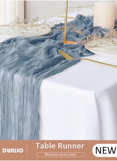 DUNISO Cheesecloth Table Runner, Boho Gauze Table Runner, Rustic Transparent Table Decor, Wedding Table Runner for Bridal Shower Decoration, Vintage Table Centerpieces for Baby Shower Arch Birthday Party Dinner Events  - Image 1
