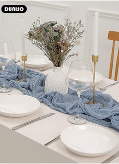 DUNISO Cheesecloth Table Runner, Boho Gauze Table Runner, Rustic Transparent Table Decor, Wedding Table Runner for Bridal Shower Decoration, Vintage Table Centerpieces for Baby Shower Arch Birthday Party Dinner Events  - Image 5