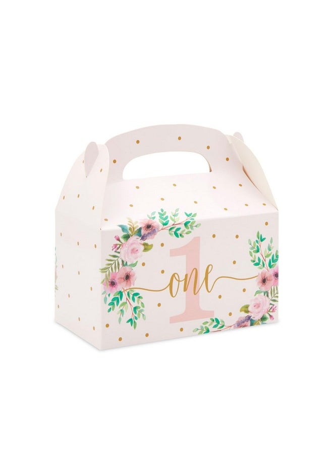 Blue Panda - 24 Pack Pink Floral Gift Boxes For 1St Birthday Party Favors Goodie Gable Box For Kids (6.2 X 3.6 X 3.3 In) - Image 1