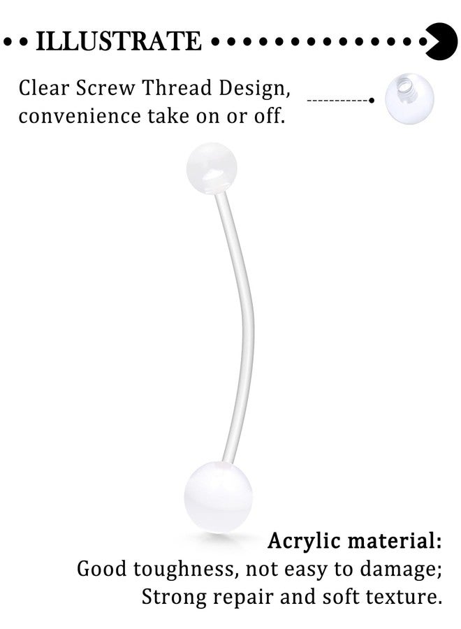 Hoeudjo Pregnancy Belly Rings Maternity Belly Button Rings Plastic Long Bar Navel Ring for Maternity Sport Pregnant Women Different Length 14/16/18/32/35/38mm Glitter Ball - Image 3