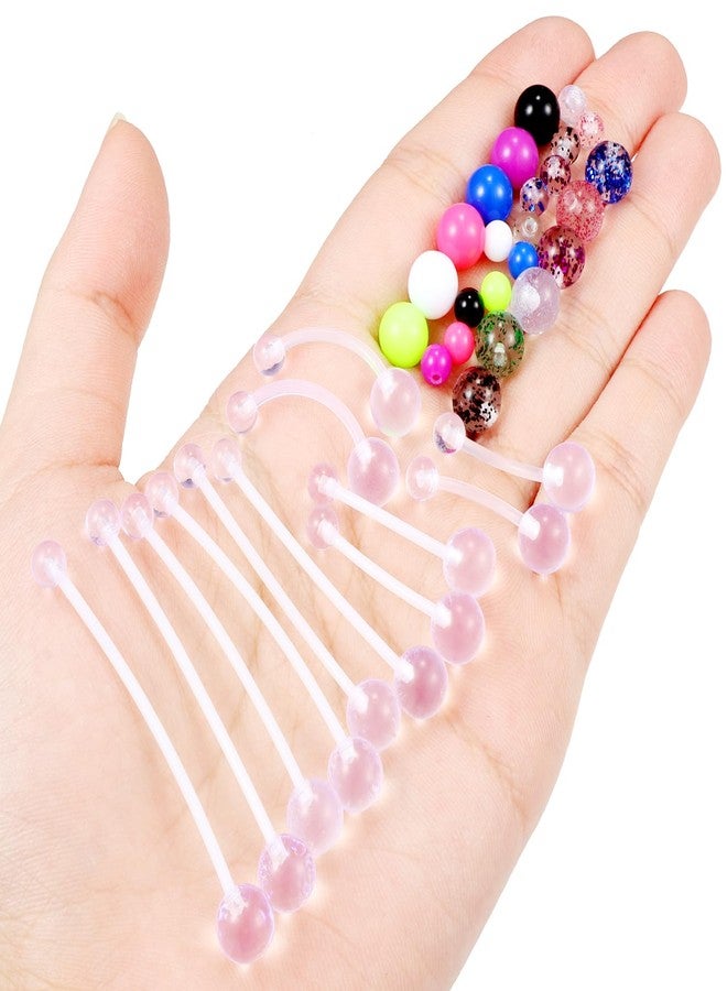 Hoeudjo Pregnancy Belly Rings Maternity Belly Button Rings Plastic Long Bar Navel Ring for Maternity Sport Pregnant Women Different Length 14/16/18/32/35/38mm Glitter Ball - Image 4