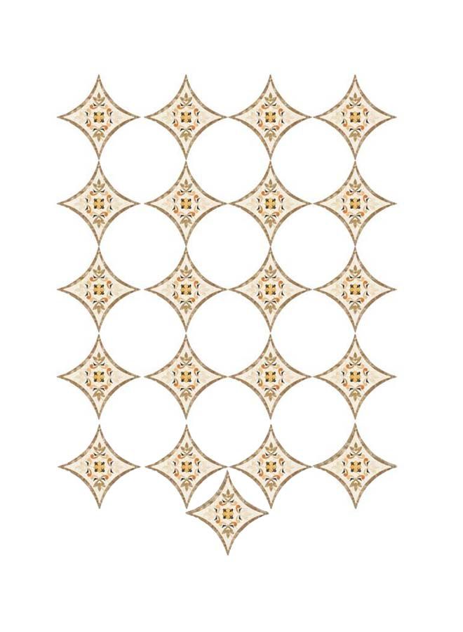 NIBEMINENT Pack Of 21 Qiangtie Tile Stickers Set Beige/Black 8x8cm