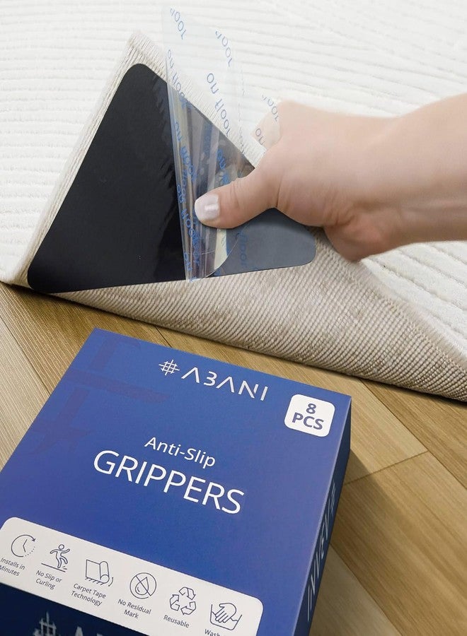 Abani Gripper for Rugs - Non Slip Rug Tape for Hardwood Floors & Tiles - Keep Corners Flat - Reusable and Washable Carpet Tape - Double Sided Tape to Keep Your Rugs in Place - Image 1