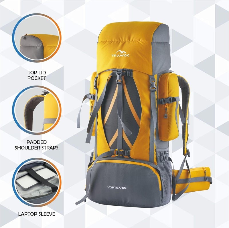 TRAWOC VORTEX 60 Ltr Travel Backpack Hiking Trekking Bag Rucksack Bag - Image 4