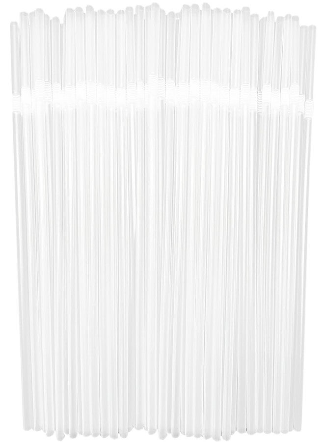 YAOSHENG 100PCS flexible plastic straws, black disposable curved party straws 8.26 inches long straw party decoration (200, transparent) - Image 1
