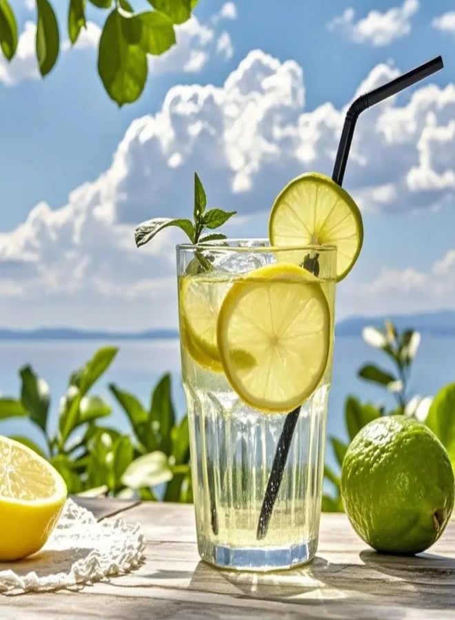 YAOSHENG 100PCS flexible plastic straws, black disposable curved party straws 8.26 inches long straw party decoration (200, transparent) - Image 4