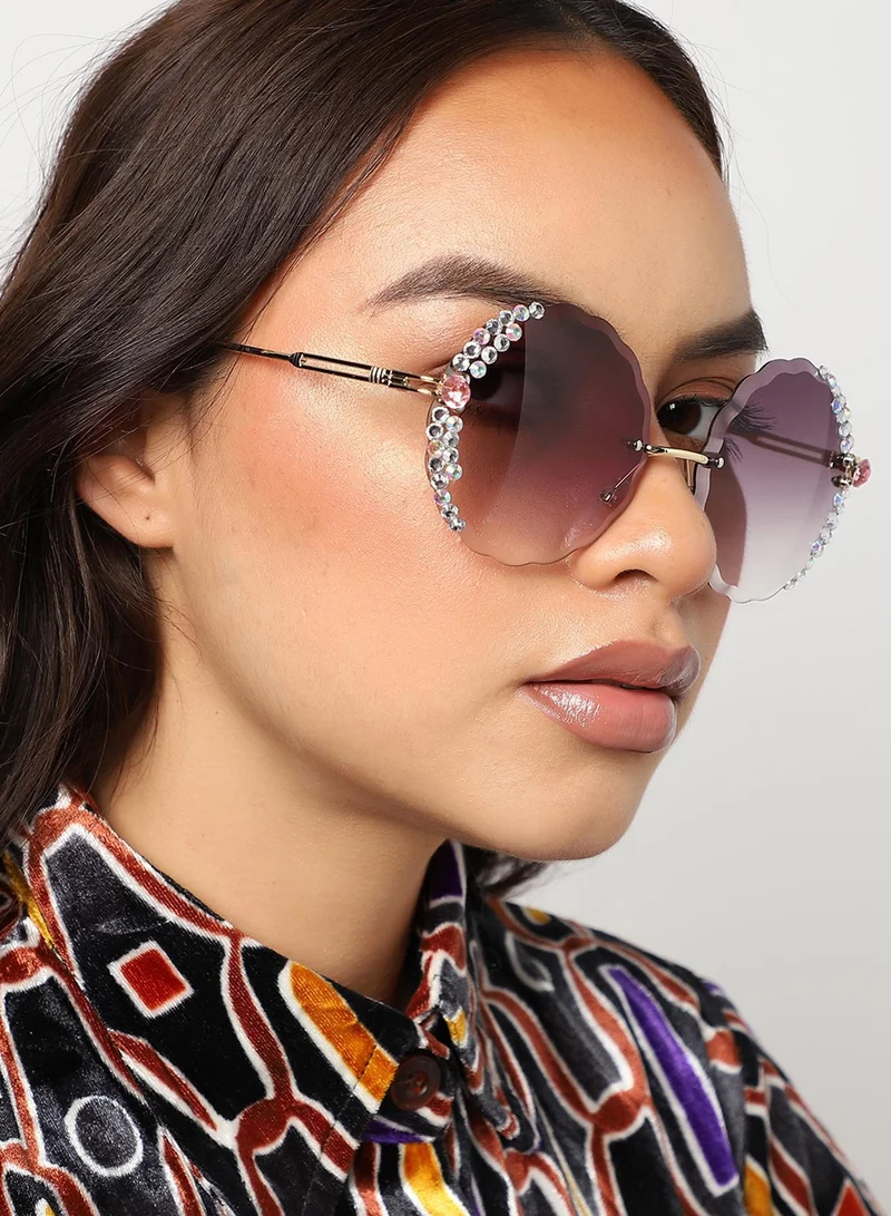 Haute Sauce  Brown Round Sunglass for Women | Best Price UAE