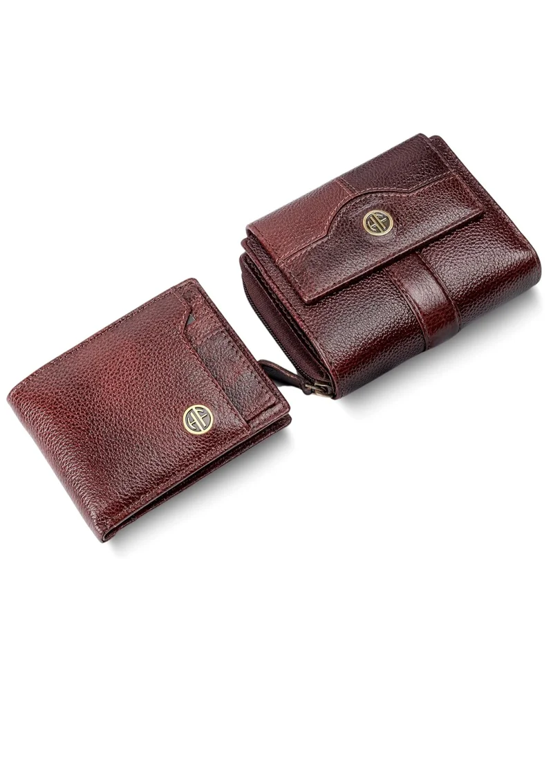 HAMMONDS FLYCATCHER Leather Wallet Combo Gift Set - Premium Gift - Men's and Women's Black Wallets with Multiple Card Slots, Perfect for Eid, Ramadan,  Anniversary, Marriage Gifts and Special Occasions | Brown | MZKS