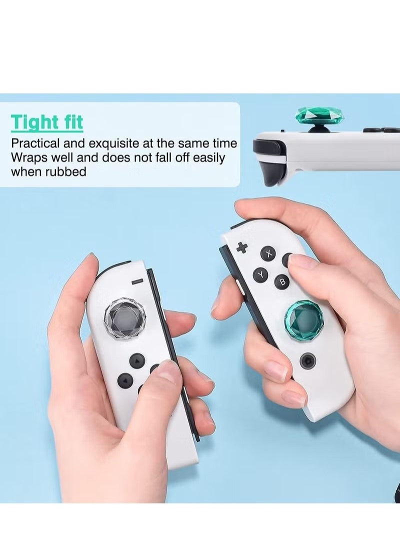 Generic - Thumb Grip Caps Compatible with Switch & Lite OLED Joy Con, 4PCS 3D Crystal Clear Console Joystick Cover - and Green - Image 1