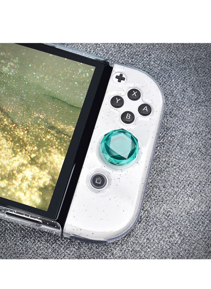 Generic - Thumb Grip Caps Compatible with Switch & Lite OLED Joy Con, 4PCS 3D Crystal Clear Console Joystick Cover - and Green - Image 1