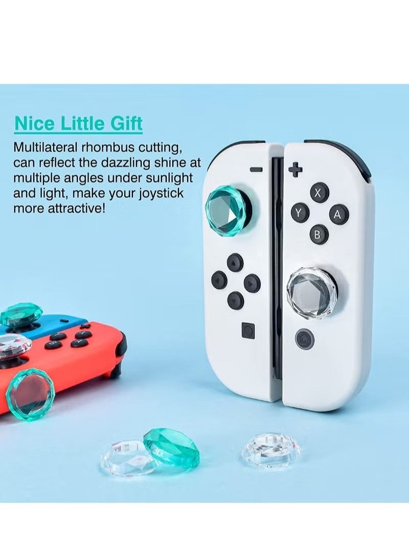 Generic - Thumb Grip Caps Compatible with Switch & Lite OLED Joy Con, 4PCS 3D Crystal Clear Console Joystick Cover - and Green - Image 1