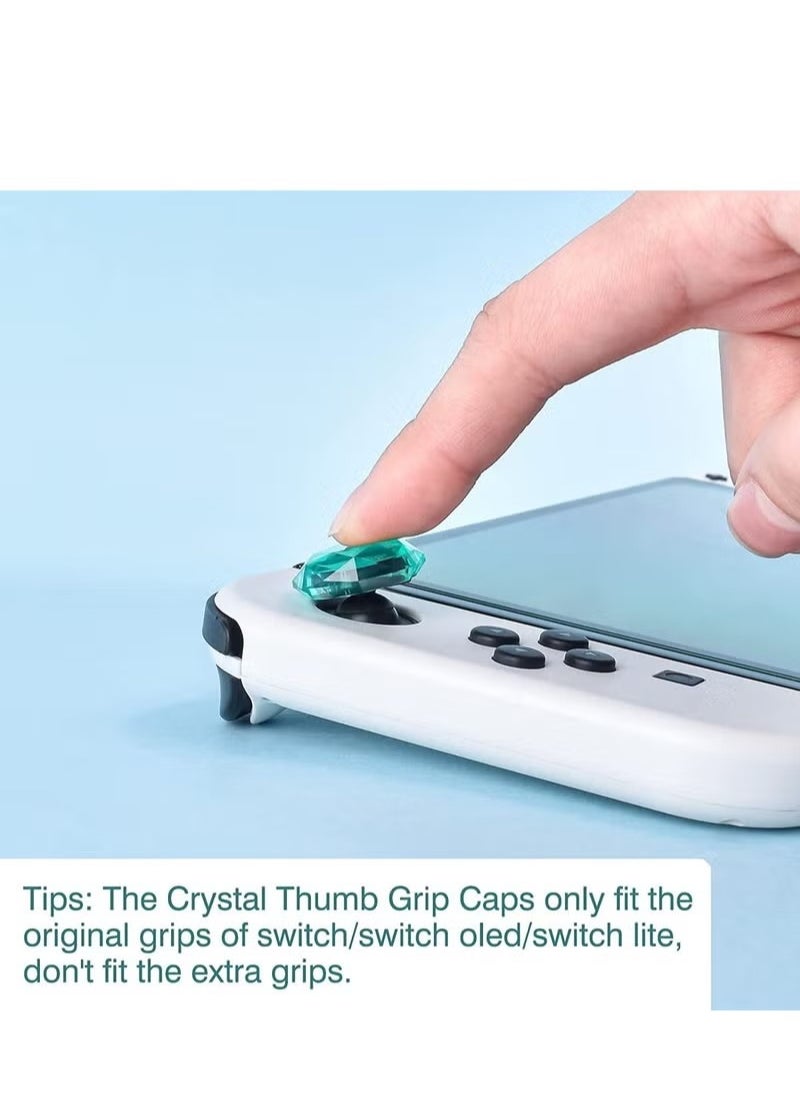 Generic - Thumb Grip Caps Compatible with Switch & Lite OLED Joy Con, 4PCS 3D Crystal Clear Console Joystick Cover - and Green - Image 1