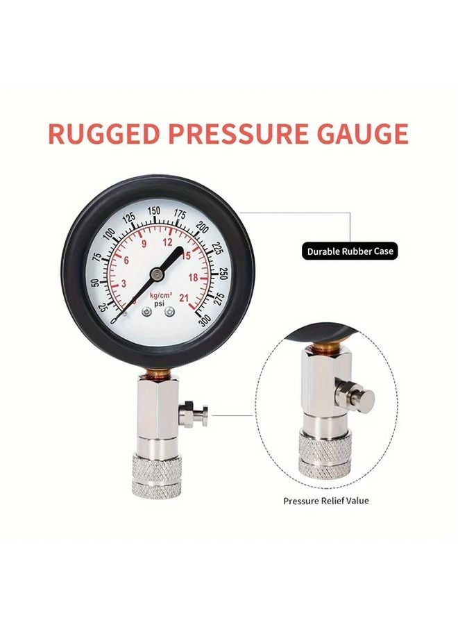 Red 8pcs Compression Tester Set with Spark Plug Tester for Car and Motorcycle Engine - Image 4