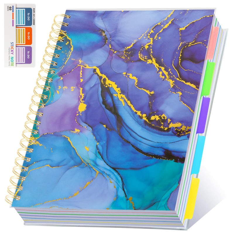 Kutoda 5 Subject Notebook for Work with Removable Dividers Tabs, Large 8.5" x 11 Spiral Lined Notebooks for School Note Taking & Organizer, A4 240 Pages College Ruled Journal for Women & Writing, Purple - Image 1