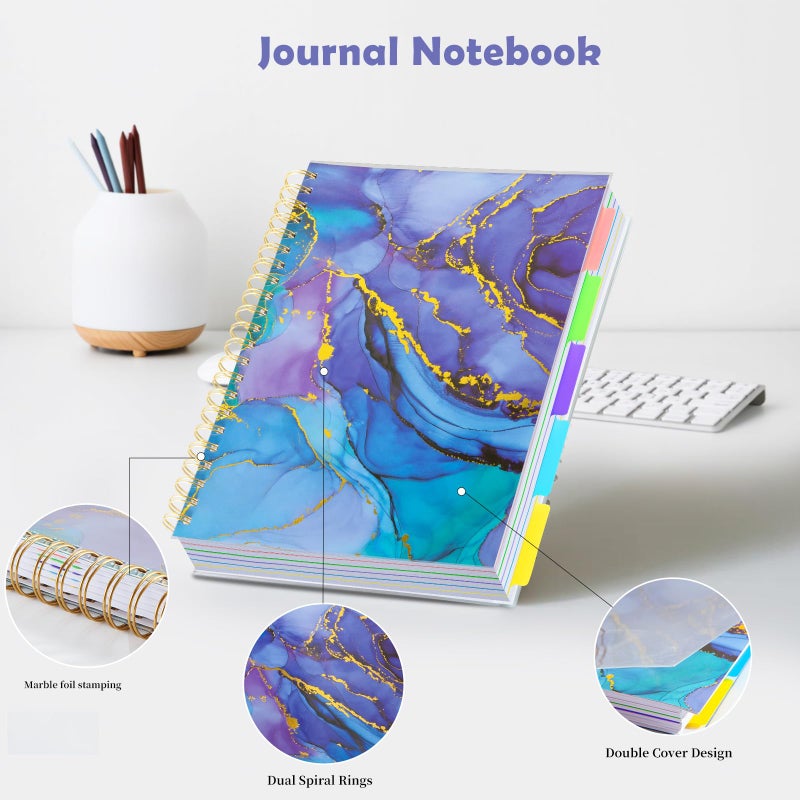 Kutoda 5 Subject Notebook for Work with Removable Dividers Tabs, Large 8.5" x 11 Spiral Lined Notebooks for School Note Taking & Organizer, A4 240 Pages College Ruled Journal for Women & Writing, Purple - Image 5