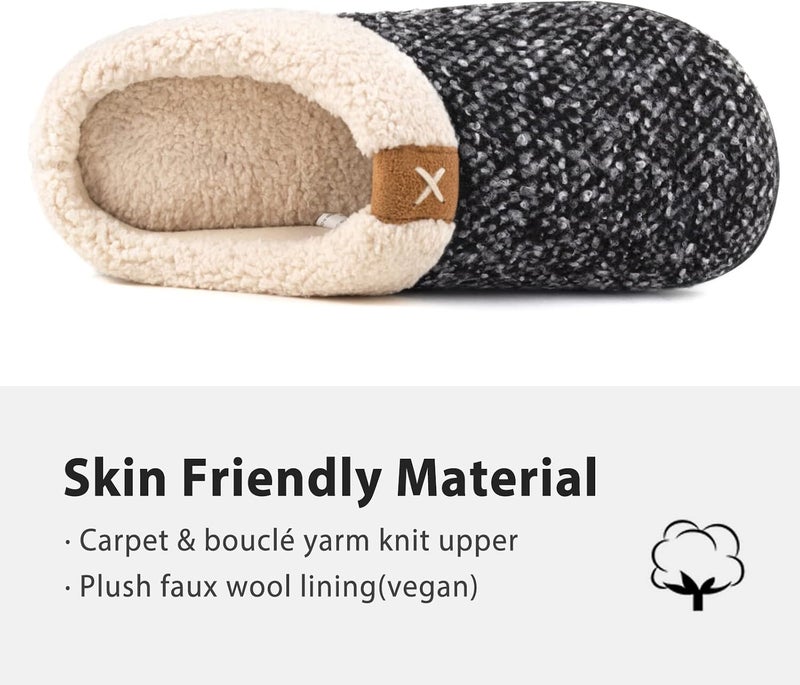 ULTRAIDEAS Men's Cozy Memory Foam Slippers with Fuzzy Plush Wool-Like Lining, Slip on Clog House Shoes with Indoor Outdoor Anti-Skid Rubber Sole - Image 4