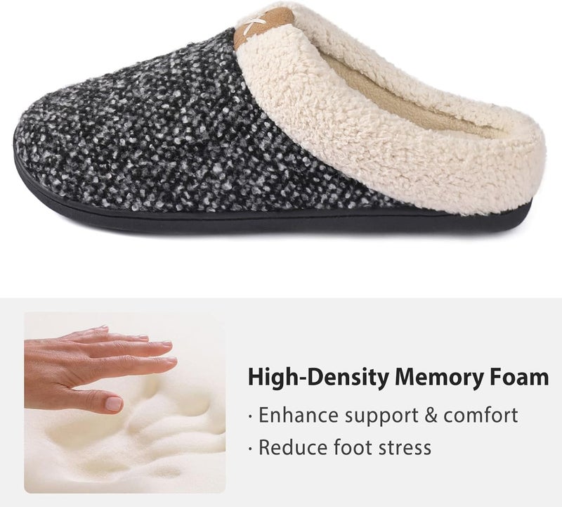 ULTRAIDEAS Men's Cozy Memory Foam Slippers with Fuzzy Plush Wool-Like Lining, Slip on Clog House Shoes with Indoor Outdoor Anti-Skid Rubber Sole - Image 3