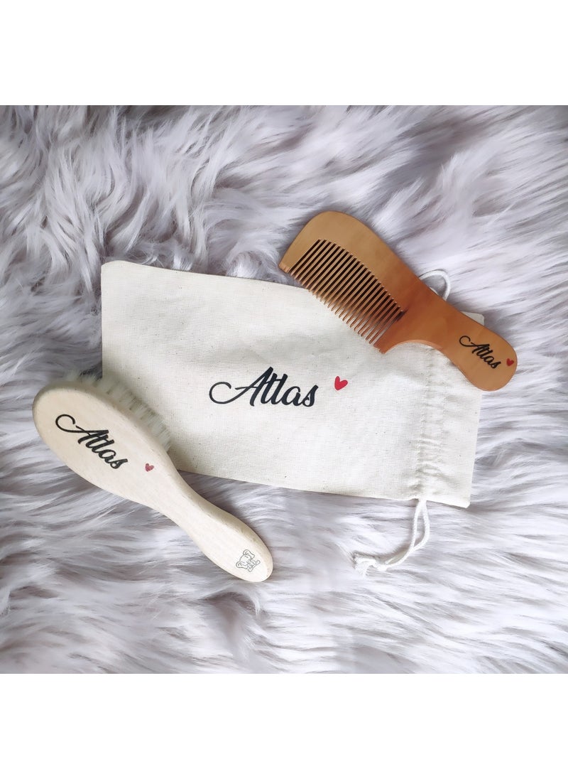 Evashophediyelik Named Pouch Baby Hair Brush and Brush Set  - Image 1
