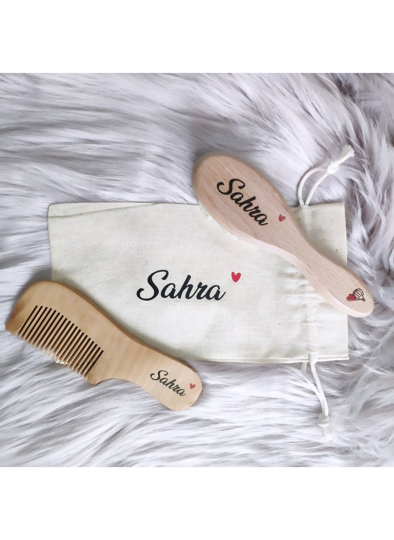 Evashophediyelik Named Pouch Baby Hair Brush and Brush Set  - Image 4