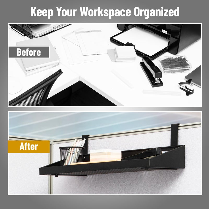 Mind Reader Hanging Cubicle Shelf, Metal Storage Organizer for Office or Home, 20.25" L x 7" W, Black - Image 5