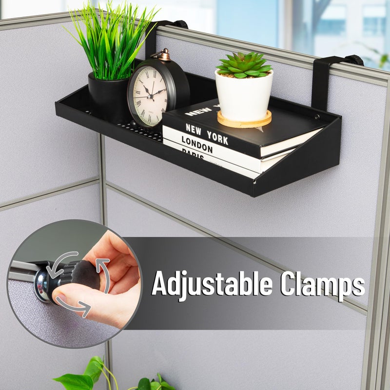 Mind Reader Hanging Cubicle Shelf, Metal Storage Organizer for Office or Home, 20.25" L x 7" W, Black - Image 4