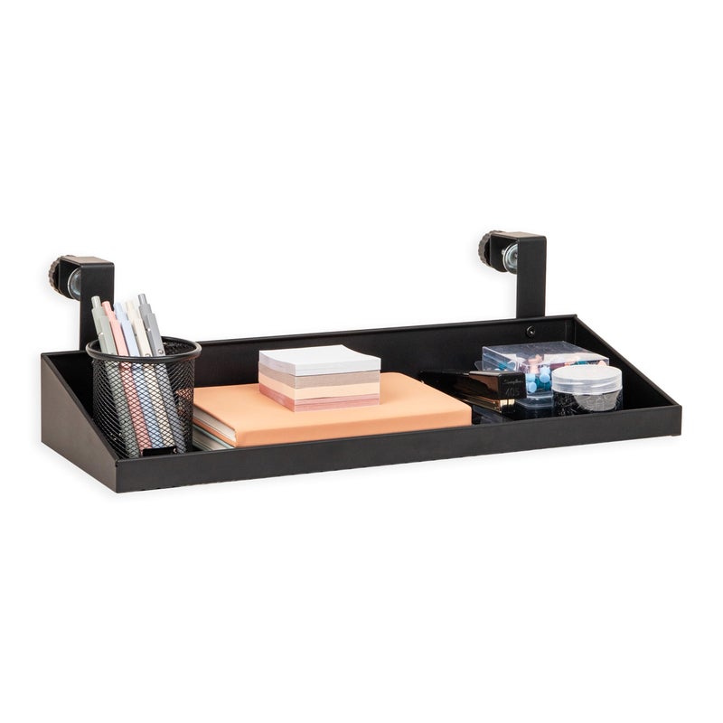Mind Reader Hanging Cubicle Shelf, Metal Storage Organizer for Office or Home, 20.25" L x 7" W, Black - Image 1