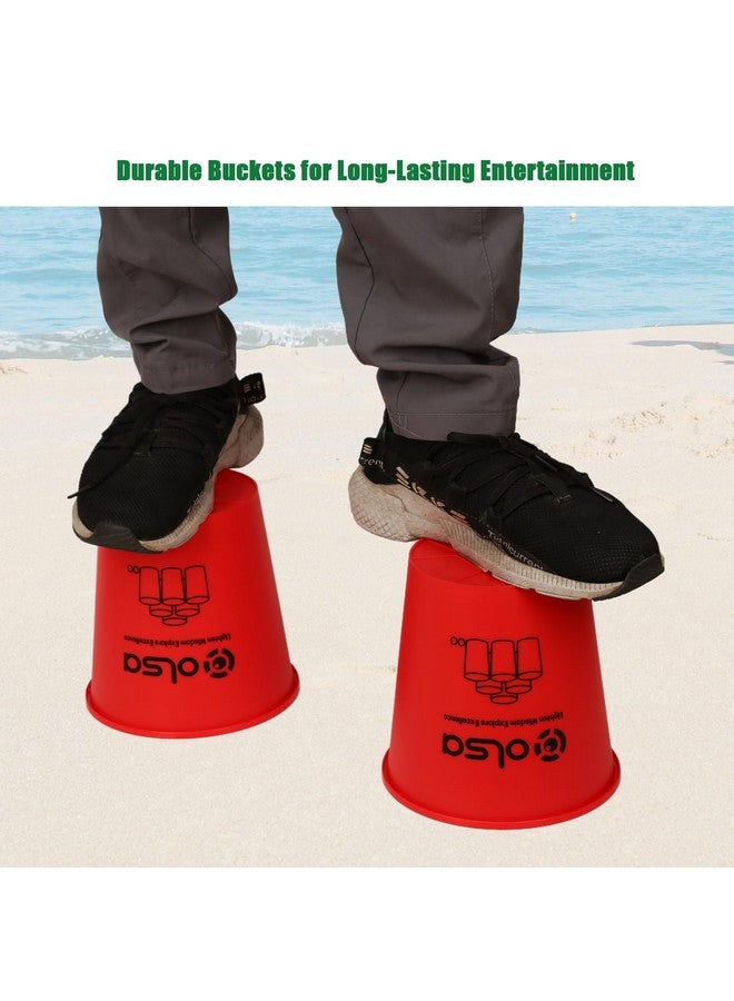 Olsa Giant Yard Pong Games, Indoor Outdoor Games For Adults And Family, Toss Family Floor Games With 12 Buckets, Balls, Strength Carrying Bag For Beach Camping Lawn Backyard Party(Red) - Image 3