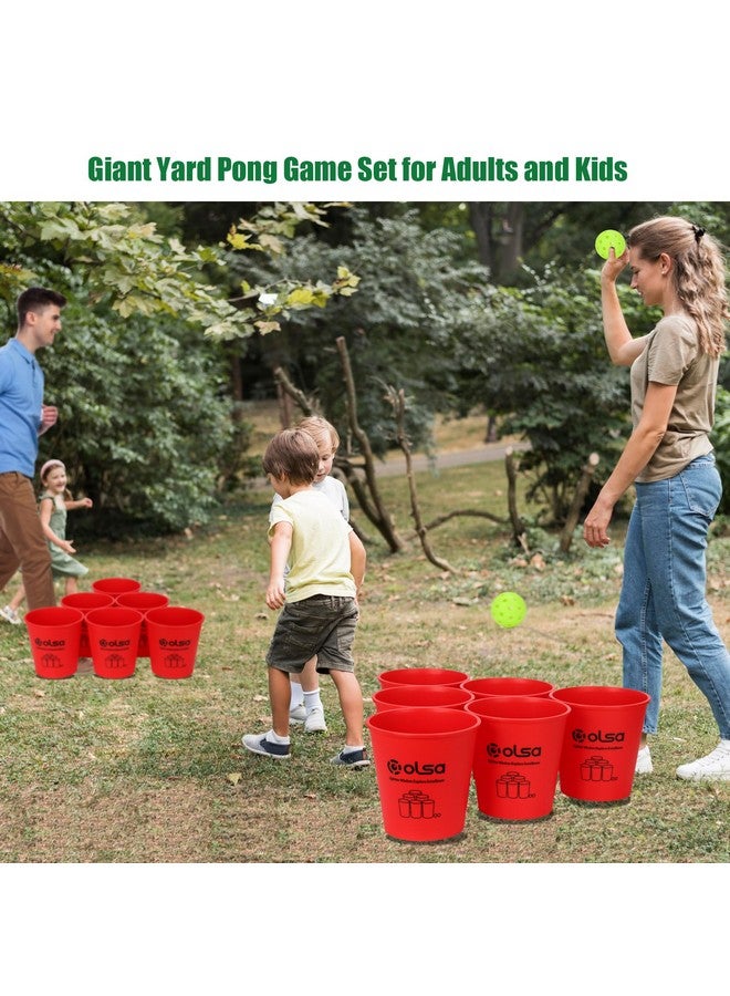 Olsa Giant Yard Pong Games, Indoor Outdoor Games For Adults And Family, Toss Family Floor Games With 12 Buckets, Balls, Strength Carrying Bag For Beach Camping Lawn Backyard Party(Red) - Image 5