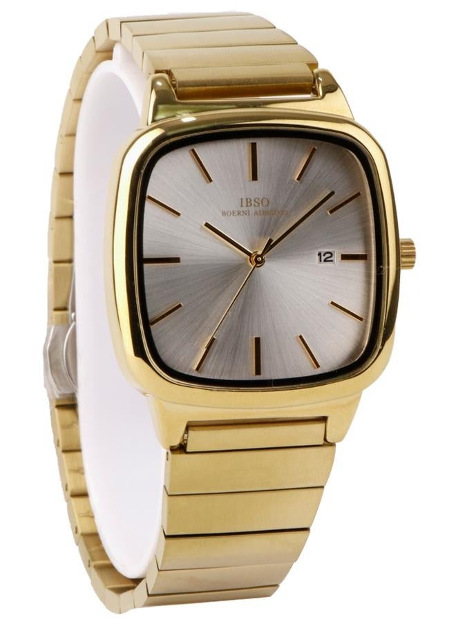 IBSO "IBSO Men's Wristwatch with Gold Strap and Elegant Silver  Dial - Classic Luxury Design with Date Display" - Image 1