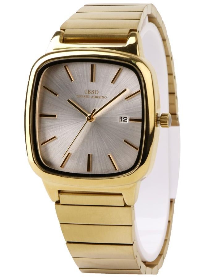 IBSO "IBSO Men's Wristwatch with Gold Strap and Elegant Silver  Dial - Classic Luxury Design with Date Display" - Image 3