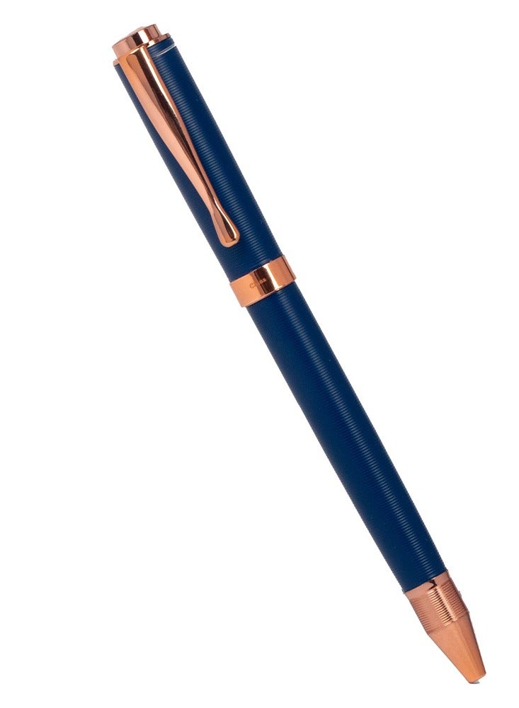 آر إس قلم رجالي RS من المعدن باللون الأزرق و النحاسي بحبر جاف بلون أزرق - Image 1